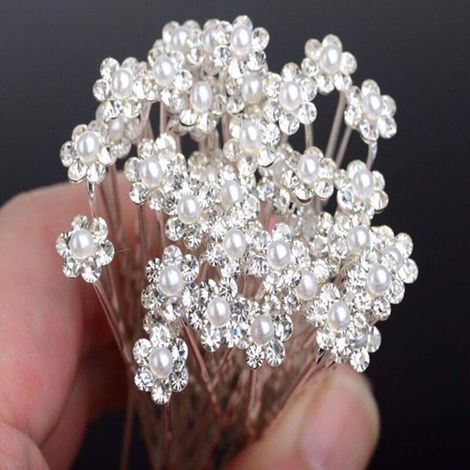 20 x Épingles à cheveux, de Perles, de Bijoux de bijoux de mariée de Mariage, Communion, Baptême de NOUVEAU (1/5)