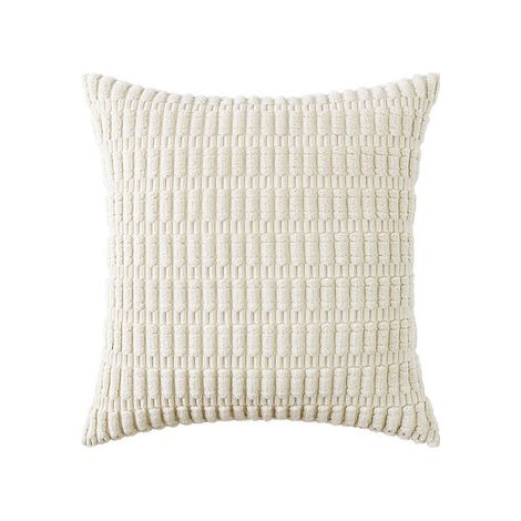 Lot de 2 housses de coussin en velours côtelé blanc, motif chaîne, luxe moderne, 45x45 cm, pour chambre, salon, bureau, lit. (1/3)