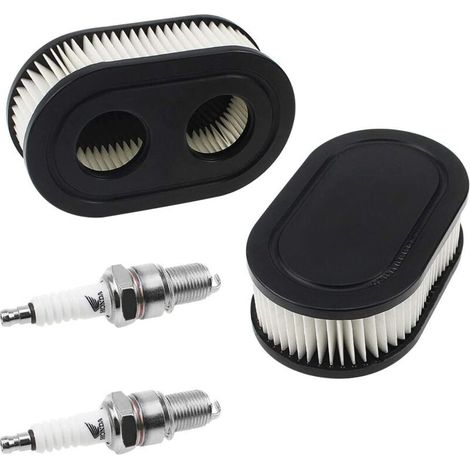 Filtre à Air pour Briggs & Stratton 798452 et 5432 Pièces de Moteur Filtre à Air pour Tondeuse à Gazon 593260 avec 2 Bougies d'allumage (1/5)