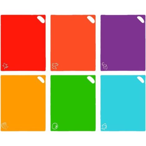 Planche à découper Ensemble de 6 Flexible Planches Plastique Set avec Codée Couleur Icônes Anti-dérapant Planche Cuisine Alimentaires (1/5)