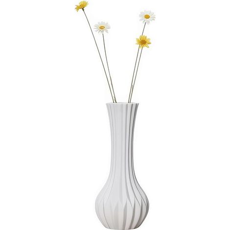 Vase à fleurs texturé à rayures verticales en céramique blanche de 20 cm de haut, petit vase à fleurs à tige unique, mini vase décoratif bohème pour centres de table, décoration d'intérieur (1/5)