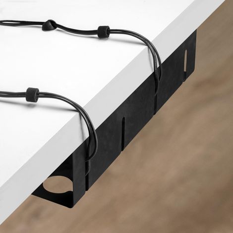 emuca lote de 2 bandejas organizadoras de cables para debajo de la mesa, largo 430 mm, acero, pintado negro