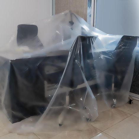 Lot de 6 housses de protection en plastique transparent 4 x 2 m, imperméables, pour peindre les sols et les escaliers