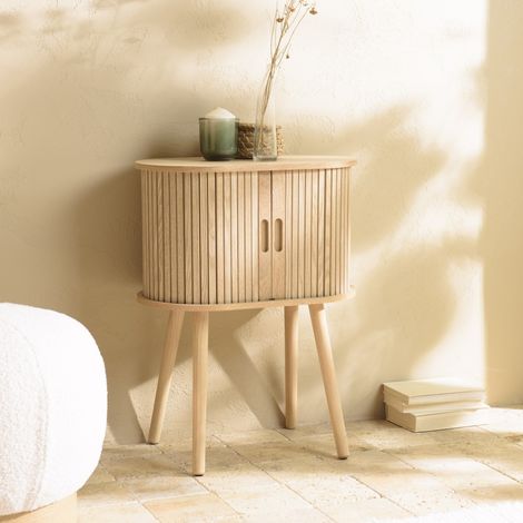 AGATHE - Meuble de rangement ovale 50x30cm en bois couleur naturelle