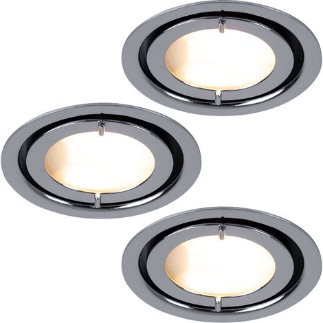 3er Set Einbau Spot Strahler Chrom Metall Leuchte rund Lampe Paulmann 935.20