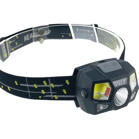 Linterna frontal LED, recargable por USB, potente linterna frontal LED con 5 modos de iluminación y sensor de movimiento. (1/5)