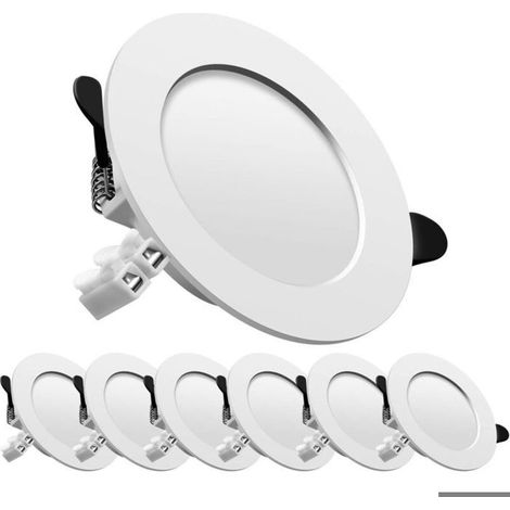 Spot Encastré LED Extra Plat - Rond, 5W (équivalent incandescence), Blanc Chaud, pour Salle de Bain, Salon (Lot de 6) (1/5)