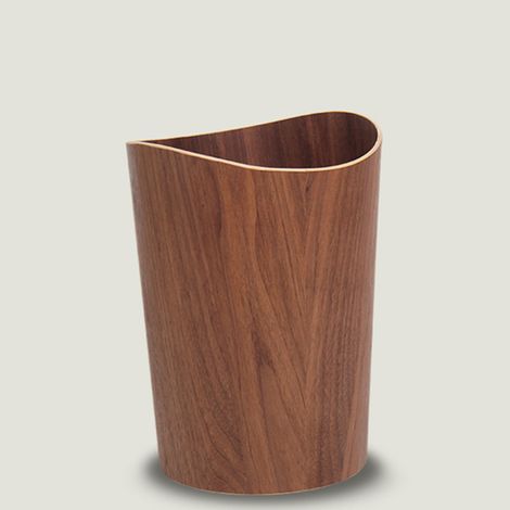 Corbeille à papier en bois véritable Poubelle en Bois pour Bureau, chambre d'enfant et chambre 9 litres Noyer