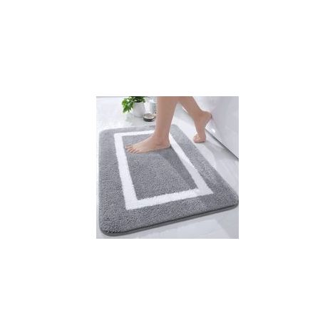 Alfombrilla de baño antideslizante de 40x60 cm, color gris, de microfibra suave, absorbente y afelpada, lavable a máquina.