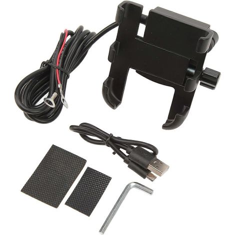 1. Support téléphone moto 2-en-1 avec chargeur, fixation rétroviseur ou guidon, noir, pour smartphone. (1/4)