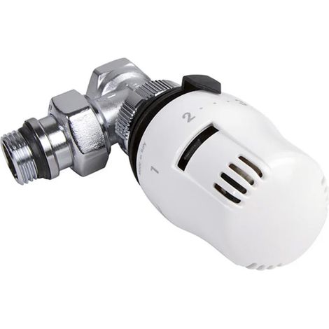 Thermador – Kit radiateur robinet équerre 1/2 – Tête thermostatique TTC VT=0,3 – Corps chromé 1/2" équerre – Douille auto-étanche