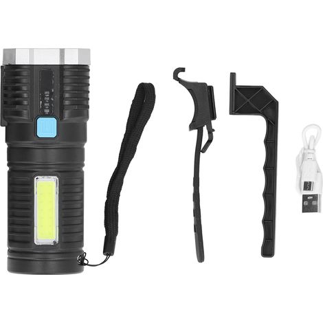 Wiederaufladbare LED-Taschenlampe mit USB-Anschluss, 800-mAh-COB-Seitenlicht, 4 Modi, vielseitige Taschenlampe (1/5)