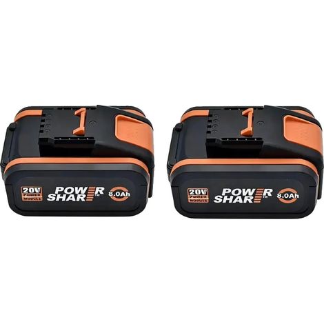 Batterie, capacité 8000mAh, compatible avec les outils Worx, 20V 8.0Ah X 2 (1/2)