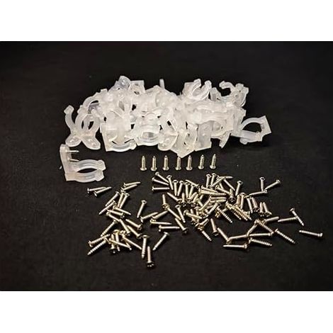 Supports de corde lumineuse LED à deux fils ronds à trois fils - 50 supports en PVC transparent avec 100 vis pour montage mural et montage de bandes de lumières LED (1/5)