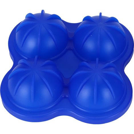 Moule à Glaçons Silicone 4 Boules - Bac à Glaçons Rond pour Cuisine - Fournitures Maison Bleu Foncé