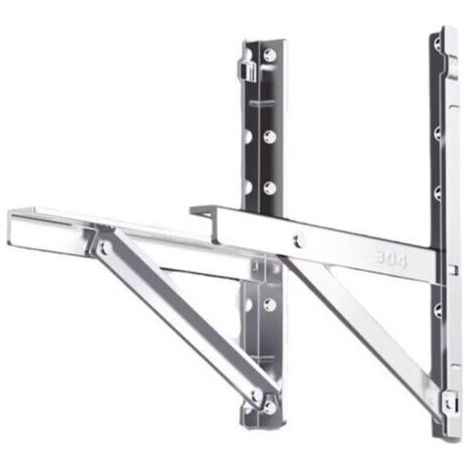 Support d'unité extérieure de climatiseur acier inoxydable 304 – Structure triangulaire stable – Capacité 100 kg – Compatible Midea et Gree