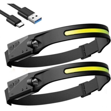 Lampe Frontale LED Rechargeable, 2Pcs Torches Frontales de Course Étanches, Lampe Frontale avec Fonction de Capteur Sensible et 5 Modes, Adaptée à la Randonnée, Camping et à la Pêche,