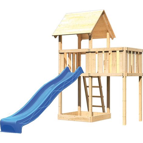 Akubi Lotti Satteldach natur Rutsche blau+ABP