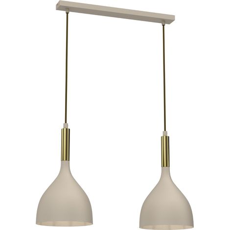 Suspension Noak beige doré 2xE27 barre 52cm Luminex