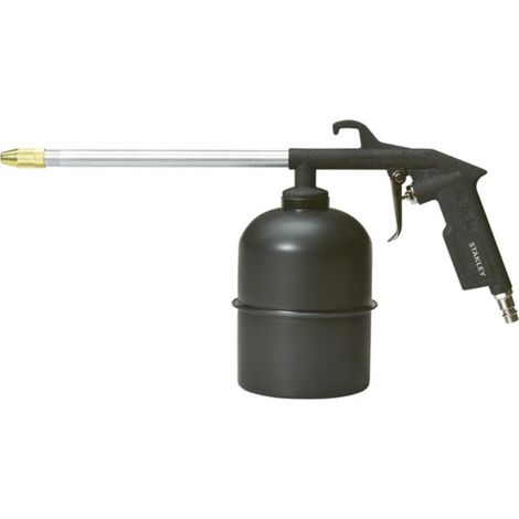 Stanley Farbspritzpistole 1 Liter für Kompressor, 130 l/min, 1/4 Zoll Anschluss, lange Sprühdüse, Druckluft Lackierpistole für Möbel Wände Fahrzeuge, feine Zerstäubung (1/4)