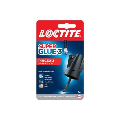 Loctite Super Glue-3 Pinceau, colle forte facile à utiliser avec son pinceau applicateur, colle liquide à séchage instantané, colle transparente, flacon de colle 5 g