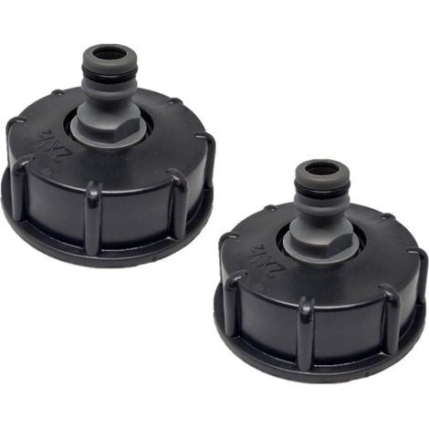 2 Pièces IBC Bouchon de Réservoir,S60x6 IBC Raccord/Bouchon Mamelon,1/2" Diamètre de Sortie,Diamètre D'entrée 60 mm pour Vanne de Tonne IBCNoir (1/4)