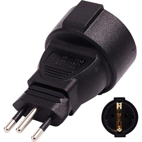 Adaptateur secteur suisse 3 broches rondes vers norme européenne 16 A 250 V, mâle vers femelle (1/5)