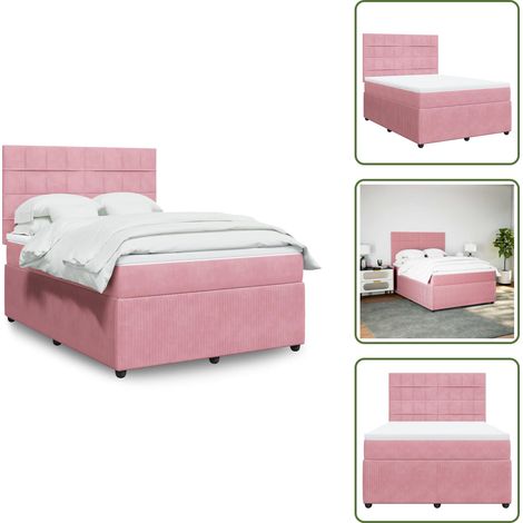 Sommier à lattes de lit avec matelas Rose 160x200 cm Velours - Sommier À Lattes De Lit - Sommiers À Lattes De Lit - Lit - Meuble De Chambre À Coucher (1/5)
