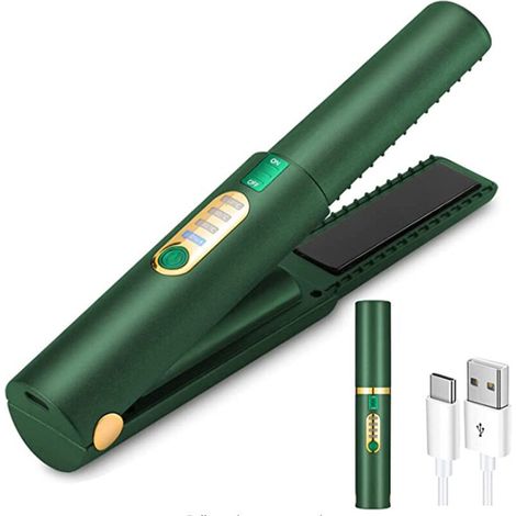 Kabelloser 2-in-1-Haarglätter mit Lockenstab, kompakt für unterwegs, schnelles Aufheizen für glattes und seidiges Haar für unterwegs - Crezuo (1/4)