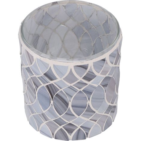 Sous-verre Bougeoir Artisanal en Verre Gris Clair, Porte-Bougie Décoratif pour Anniversaires, Fêtes et Mariages, Fait Main, Lot de 1 (1/5)