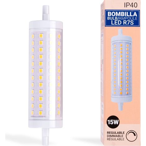 Bombilla LED R7S Regulable 118mm - 1700lm - 230V - 15W - Blanco Neutro
