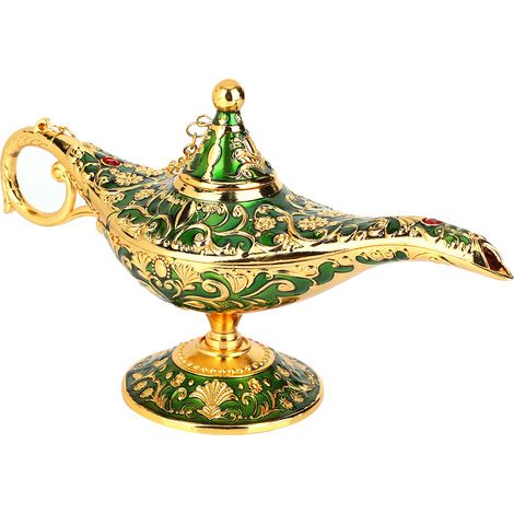 Lampe à huile décorative rétro en métal, inspirée du conte de fées d'Aladdin et du génie magique. (1/5)