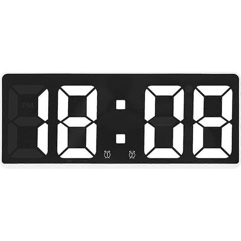 Steuerung von Uhrzeit/Datum/Tonaktivierung/Countdown sowie fünf Helligkeits- und Lautstärkestufen für Alarme – schwarzes Gehäuse, weißes Licht