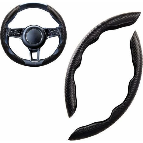 Sport Couvre Volant Voiture Forme Ronde & D Universel Suède/Fibre de Carbone Mode Housse Volant Voiture Segmentées Respirant Antidérapant 38cm(15\ (1/5)