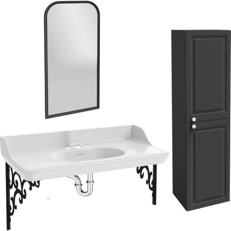 Pack plan vasque suspendu 3 trous JACOB DELAFON Cléo 1889 + miroir + colonne droite + siphon chromé