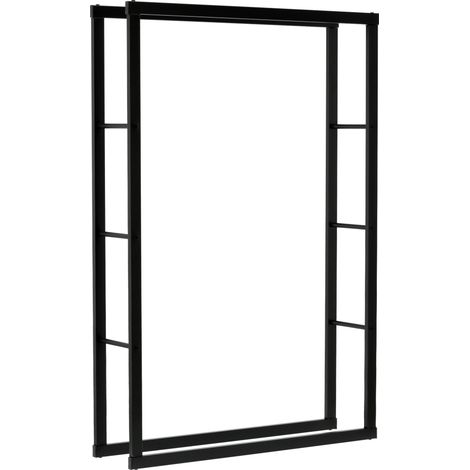 Kaminholzregal 100x25x150 cm, pulverbeschichteter Stahl, schwarz