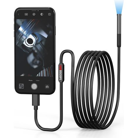 Caméra d'inspection de serpent endoscope, endoscope en forme de C, caméra endoscope avec 6 lumières LED, pour smartphones Android et iOS 3m (1/2)