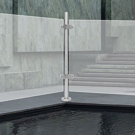 90cm Stainless Steel Balustrade Corner Post Grade Stair Railing Glass Clamp
