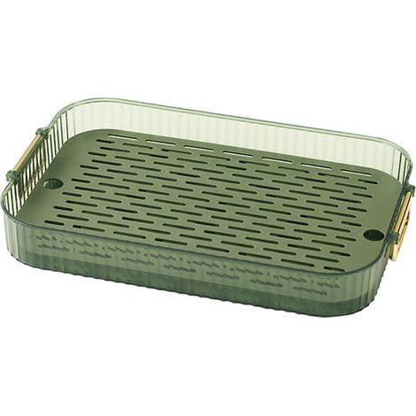 Elegante, zweistöckige Abtropfschale für Tee und Obst – effiziente Wasserableitung und modernes Design (1/5)
