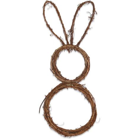 Couronne de vigne en forme de lapin, couronne de Pâques lapin, guirlande pliable en rotin, décoration pour cour et pelouse, bricolage (1/5)