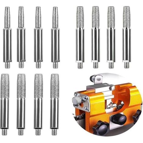Pierre à Affûter pour Scie à Chaîne en Diamant Haute Dureté – Lot de 12 Fraises de Meulage (4 mm, 4,8 mm, 5,5 mm) pour un Affûtage Précis et Rapide (1/4)
