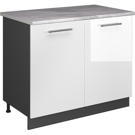 Spülenunterschrank Fame-Line, Weiß Hochglanz/Anthrazit, 100 cm, AP Marmor, Vicco (1/5)