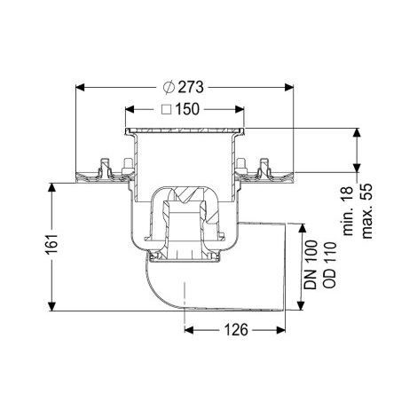 KESSEL 54220.61 Siphon de sol Ferrofix Pressfl.