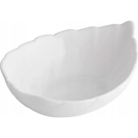 Saladier en verre blanc à motif feuille, universel, 14 cm, 200 ml, 1 pièce