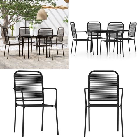5-tlg. Garten-Essgruppe Schwarz - Gartenmöbel - Esszimmer (1/5)
