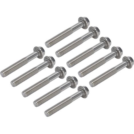 20 boulons M10x1,5, boulons à tête hexagonale à bride en acier inoxydable A2-70 avec rondelles, DIN6921 M10x65