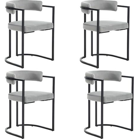 Dining Chairs 4Pcs Upholstered in Velvet Modern Leisure Kitchen Chairs for Living Room Restaurant Cafe, Gray, Washon