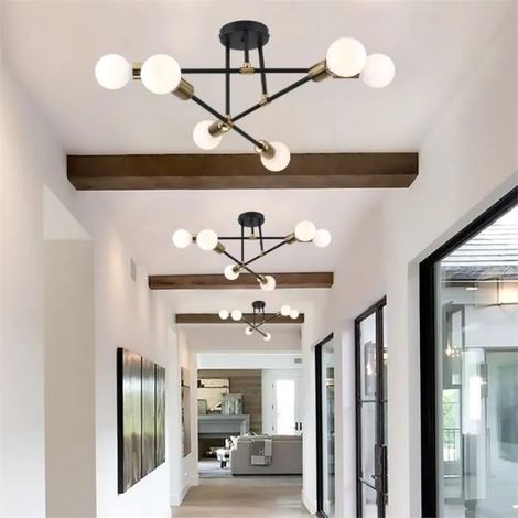 Yowei Lot de 3 Lustre Vintage, Plafonnier Industriel 6 Lumières, Suspension Luminaire en Fer Designe Edison pour Chambre Salon (1/4)