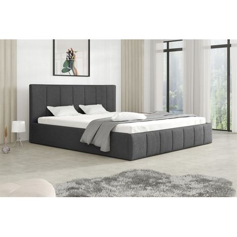 Polsterbett Doppelbett DETROIT Komplettset 120x200cm Stoff Freya Grafit (1/3)