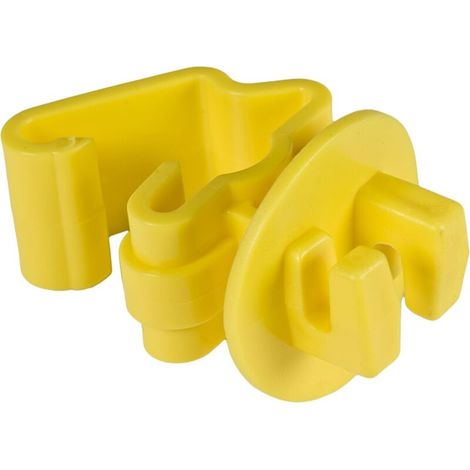 Lot de 25 isolateurs jaunes standard pour clôture électrique, poteaux en T, sans matériel requis, fils jusqu'à 6 mm (1/4)